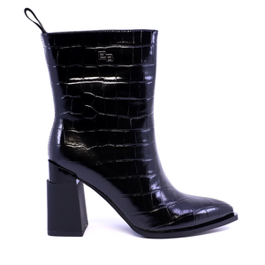 Ghete cu toc evazat femei Enzo Bertini negre din piele  1120DG1097CN