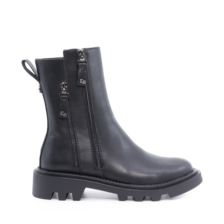 Enzo Bertini women zipp up ankle boots in black leather 1124DG1975N