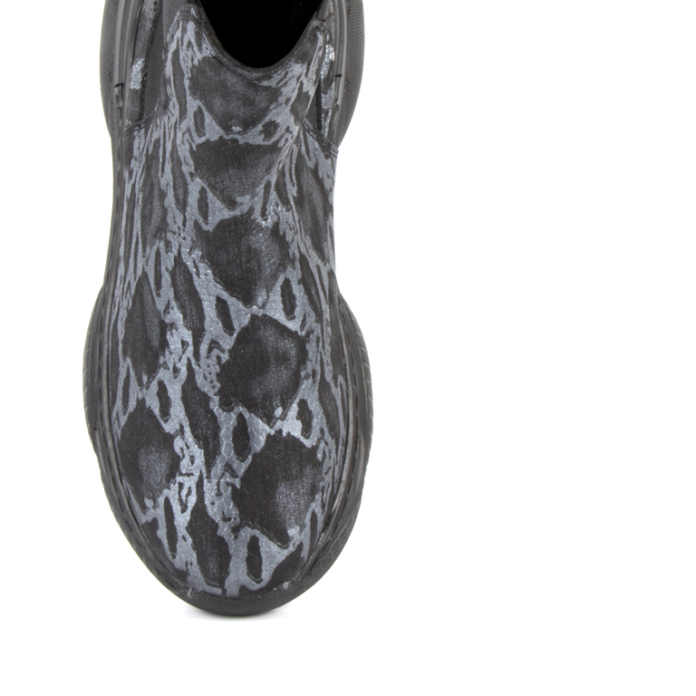 Women's boots Enzo Bertini snake print gray leather 1738dg19954sgr