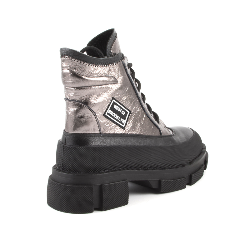 Enzo Bertini Women's Ankle Boots in metallic grey nappa leather 1120DG2243N