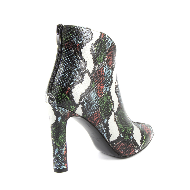 Women's boots Enzo Bertini snake print multicolor leather with high heel 1368dg4065smu