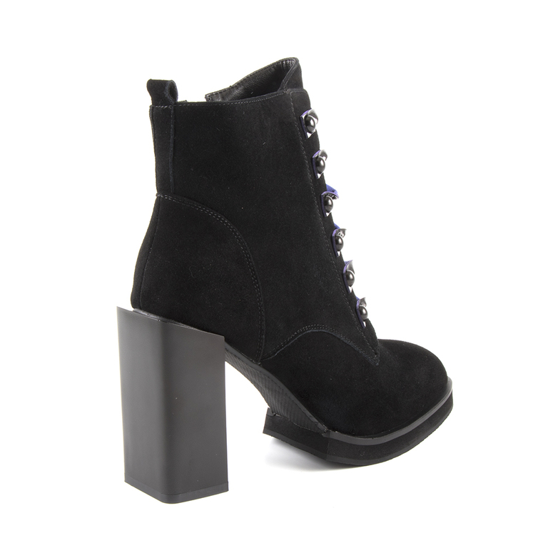 Enzo Bertini Women's Ankle Boots with purple laces in black suede leather  1120DG6911VN