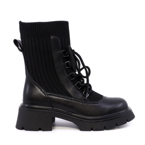 Ghete femei Enzo Bertini negre din piele și material textil   1120dg1134n