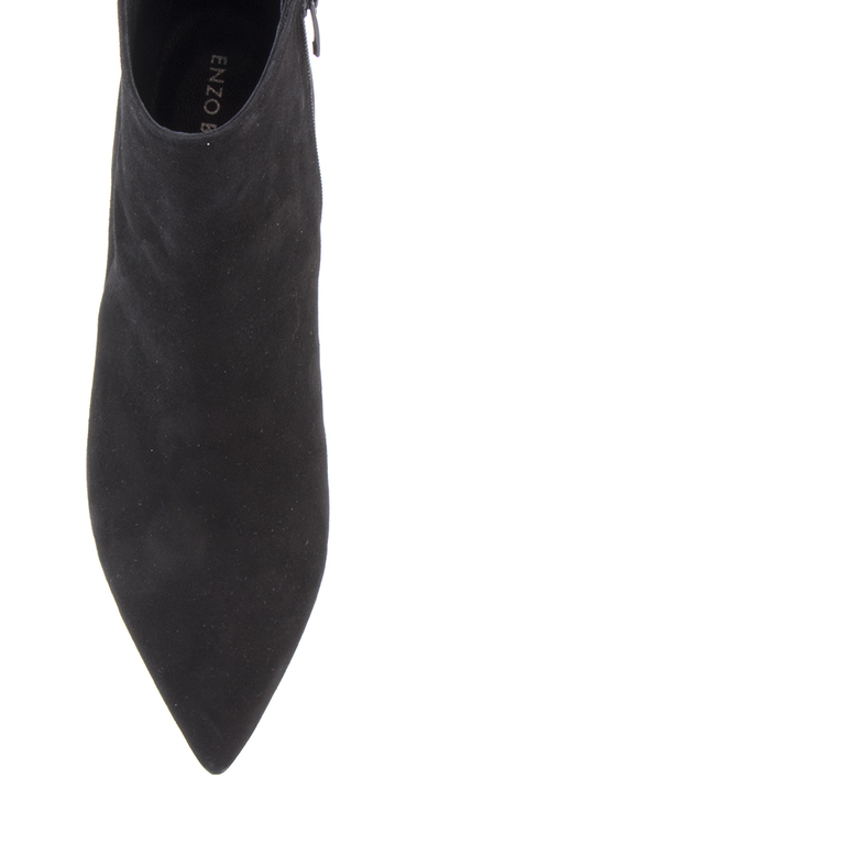 Women's boots Enzo Bertini black suede leather with medium heel 1368dg4010vn