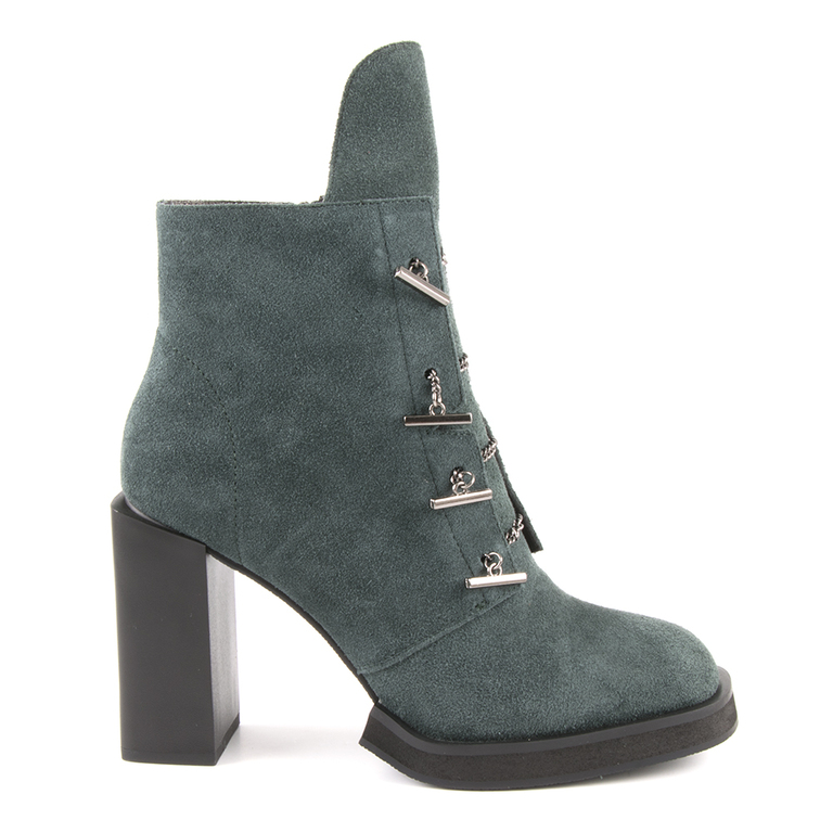 Women's boots Enzo Bertini green suede leather with high heel 1128dg1110vv
