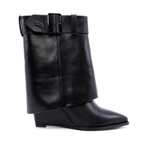 Ghete fold over cu talpa wedge femei Enzo Bertini negre din piele  1122DGCHIARAN