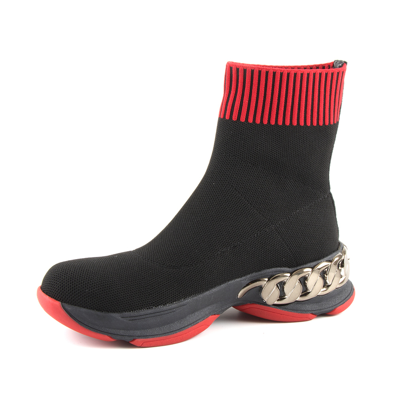 Enzo Bertini Women's High Top Sneakers in black & red knitted 1120DG1169N