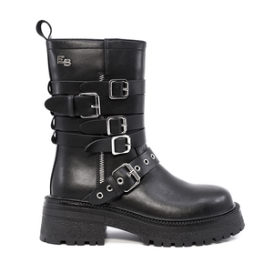 Ghete tip biker femei Enzo Bertini negre din piele naturala 1110DG1839N