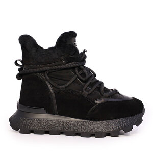 Sneakers high top femei Enzo Bertini negri din piele întoarsă și material waterproof 1390DG8141VN