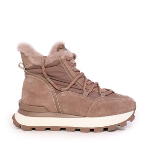 Sneakers high top femei Enzo Bertini taupe din piele întoarsă și material waterproof 1390DG8141VTA