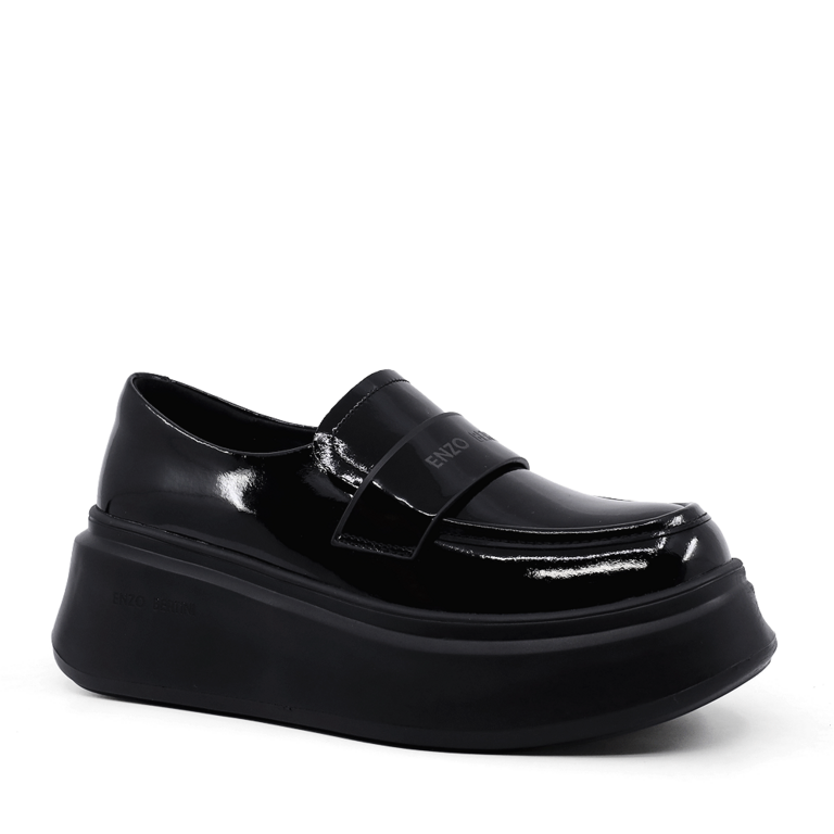 Enzo Bertini Women's Black Patent Leather Loafers 3867DM027LN