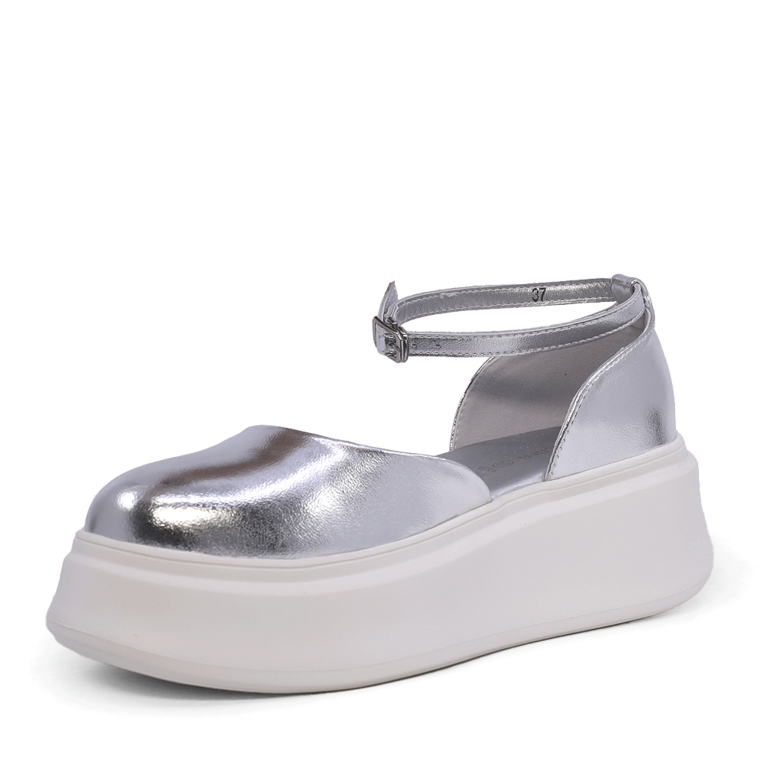 Pantofi decupați femei Enzo Bertini argintii din piele naturală 3867DD022AG