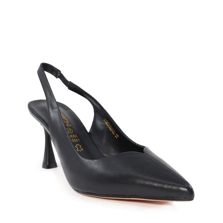 Enzo Bertini women mid heel pumps in black leather 1125DD2646N