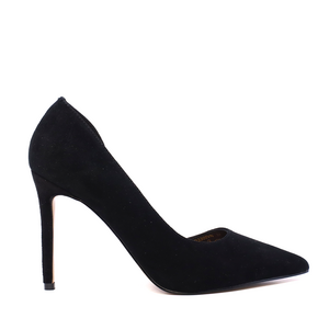 Pantofi stiletto d'orsay femei Enzo Bertini negri din piele întoarsă 1111DD3300VN