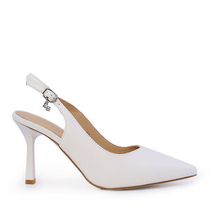 Pantofi stiletto slingback femei Enzo Bertini albi din piele 1391DD7301A