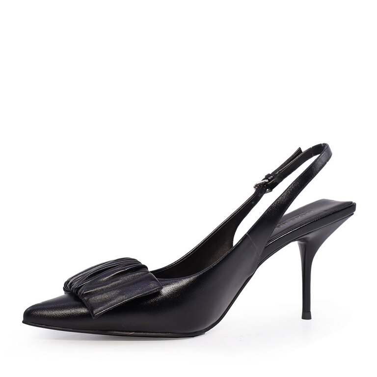 Pantofi tip slingback femei Enzo Bertini negri cu toc din piele 1627DD6739N