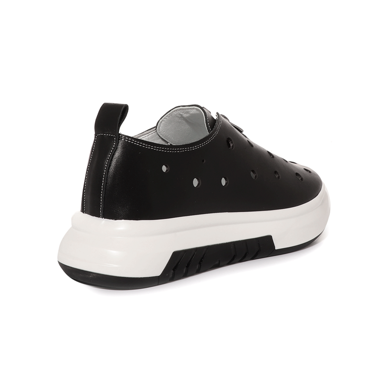 Enzo Bertini women's sneakers in black perforated leather 1731DPF21378N