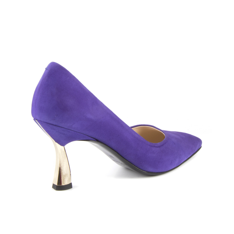 Women's shoes Enzo Bertini purple suede leather with medium heel 1368dp4013vmo