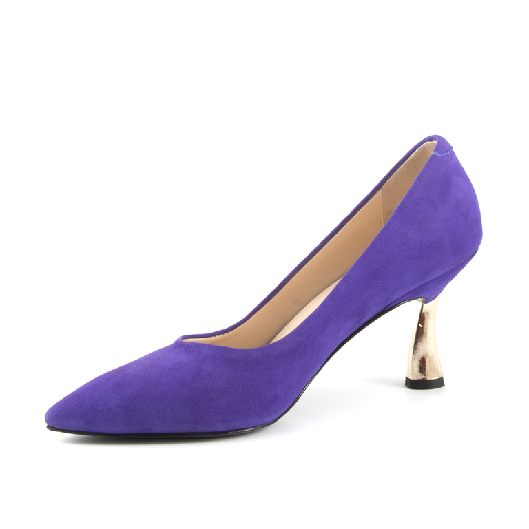 Women's shoes Enzo Bertini purple suede leather with medium heel 1368dp4013vmo