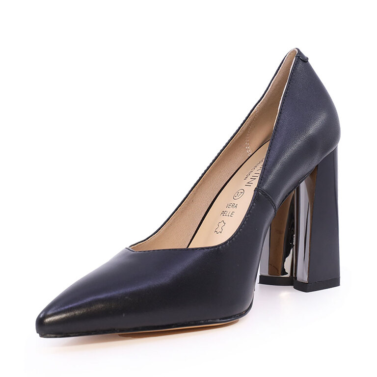 Enzo Bertini Women's Black Leather High Heel Shoes 1127DP2863N