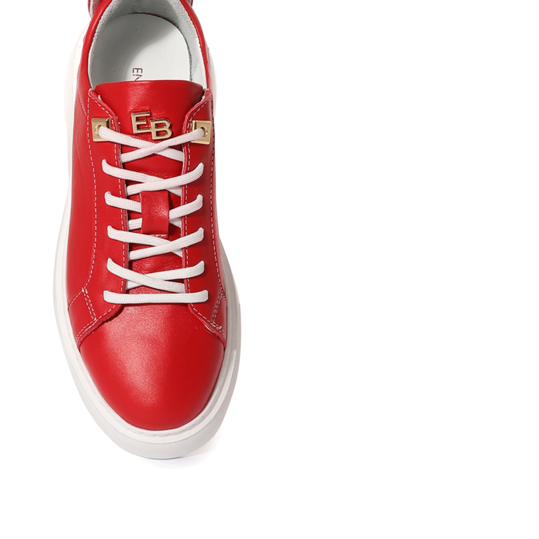 Enzo Bertini women sneaker in red leather with gold metal accessory 2011DP30101R