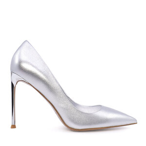 Silver Enzo Bertini women's stiletto shoes with leather heel 1627DP1353AG