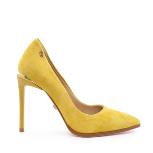 Pantofi stiletto femei Enzo Bertini galbeni din piele întoarsă cu toc înalt 1124DP3240VG