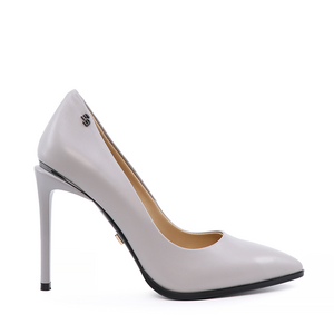 Pantofi stiletto femei Enzo Bertini gri din piele cu toc înalt 1124DP3240GR