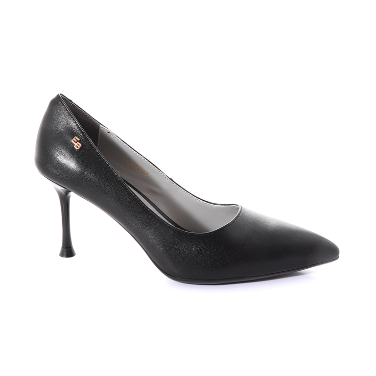Pantofi stiletto femei Enzo Bertini negri din piele cu toc mediu 1121DP2781N