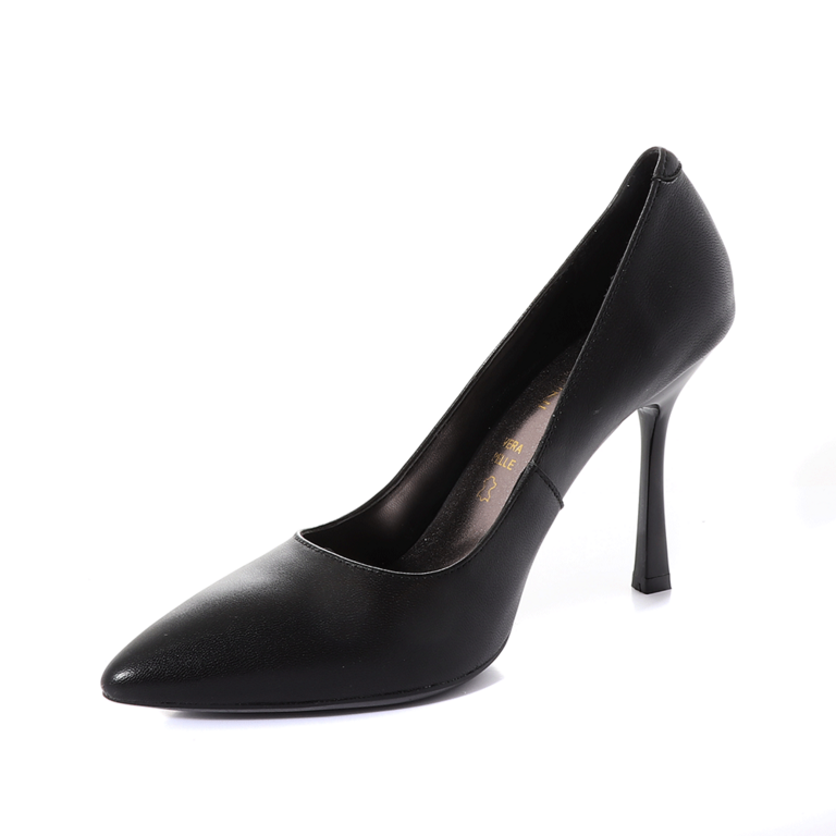 Enzo bertini women's stiletto pumps in black leather 1121DP2782N