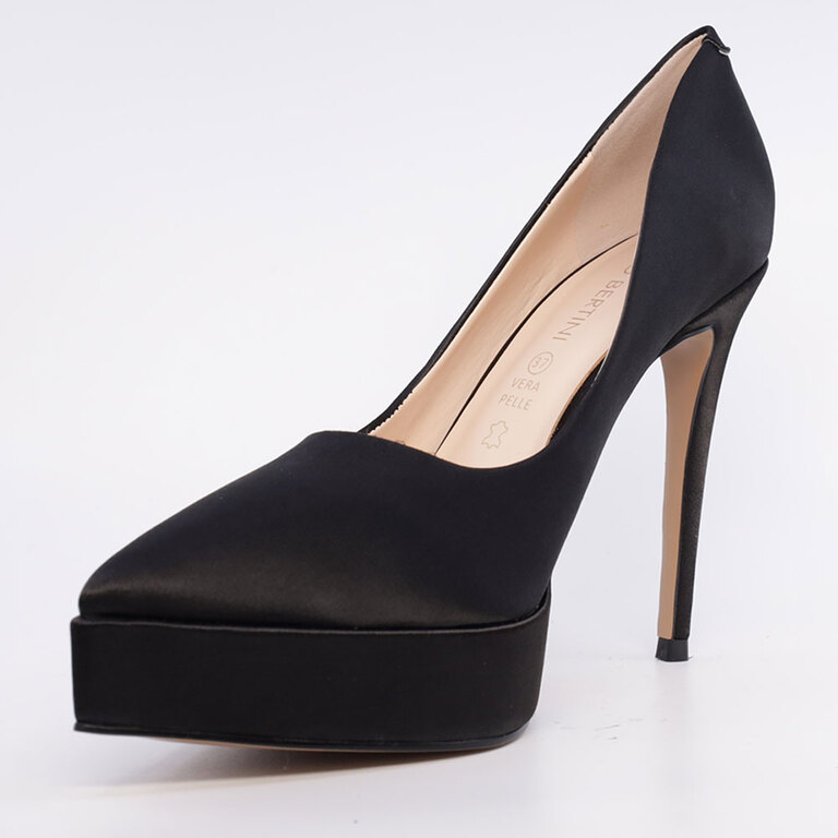 Enzo Bertini Women's Black Satin Stiletto Heel Shoes 3867DP275RAN