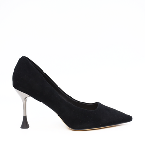 Pantofi stiletto femei Enzo Bertini negri din velur cu toc 3865DP101VN