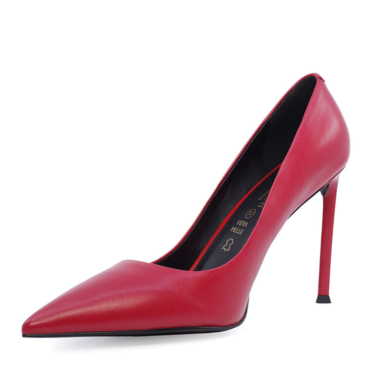 Pantofi stiletto femei Enzo Bertini roșii cu toc din piele 1627DP1353R