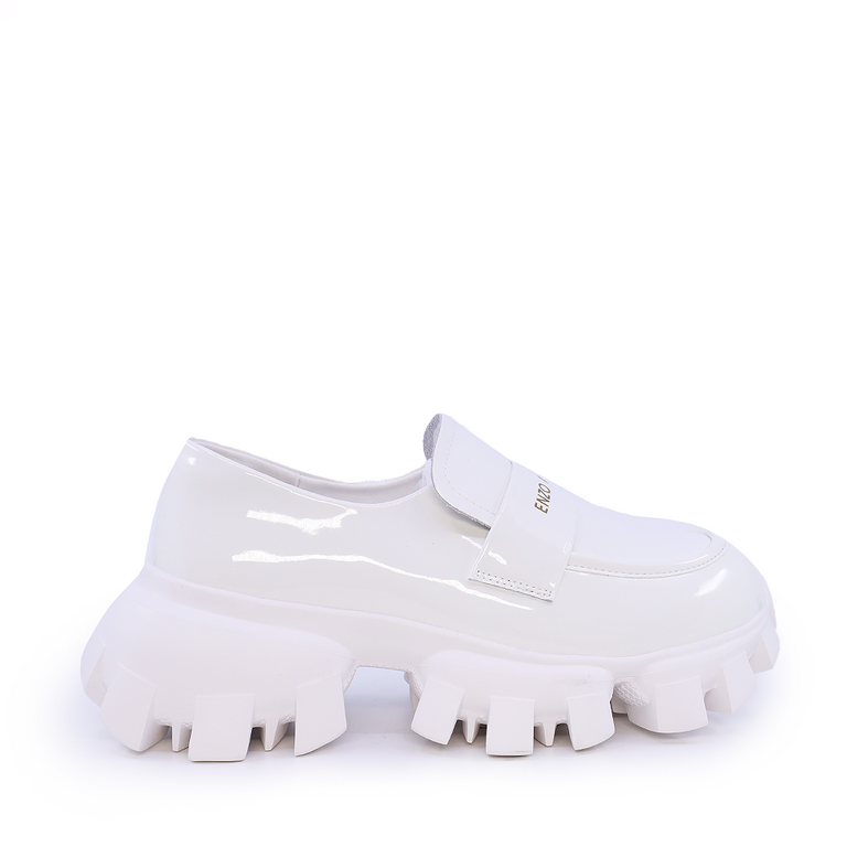 Enzo Bertini Women's White Patent Leather Loafers 3867DP194LA