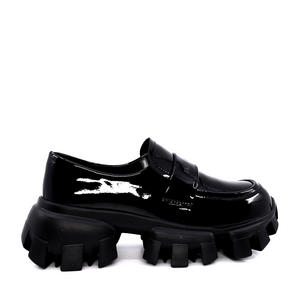 Enzo Bertini Women's Black Patent Leather Loafers 3867DP194LN