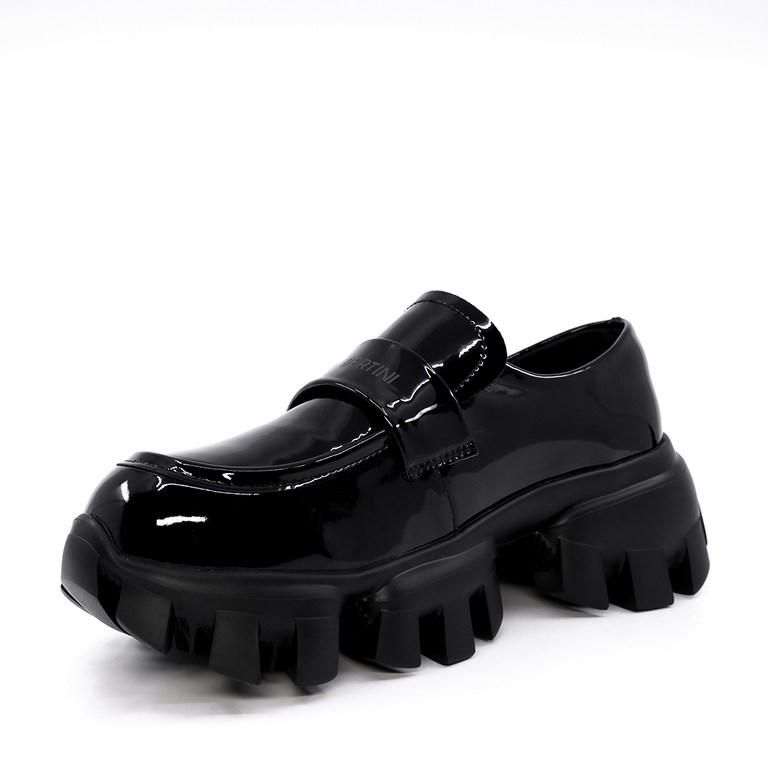 Enzo Bertini Women's Black Patent Leather Loafers 3867DP194LN