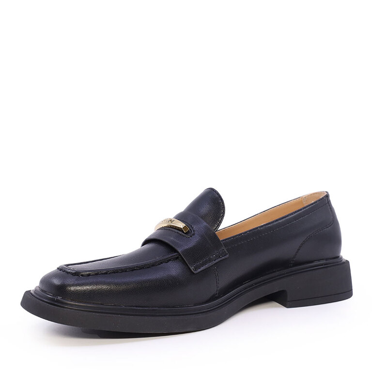 Enzo Bertini women's black genuine leather loafer shoes 1127DP1143N