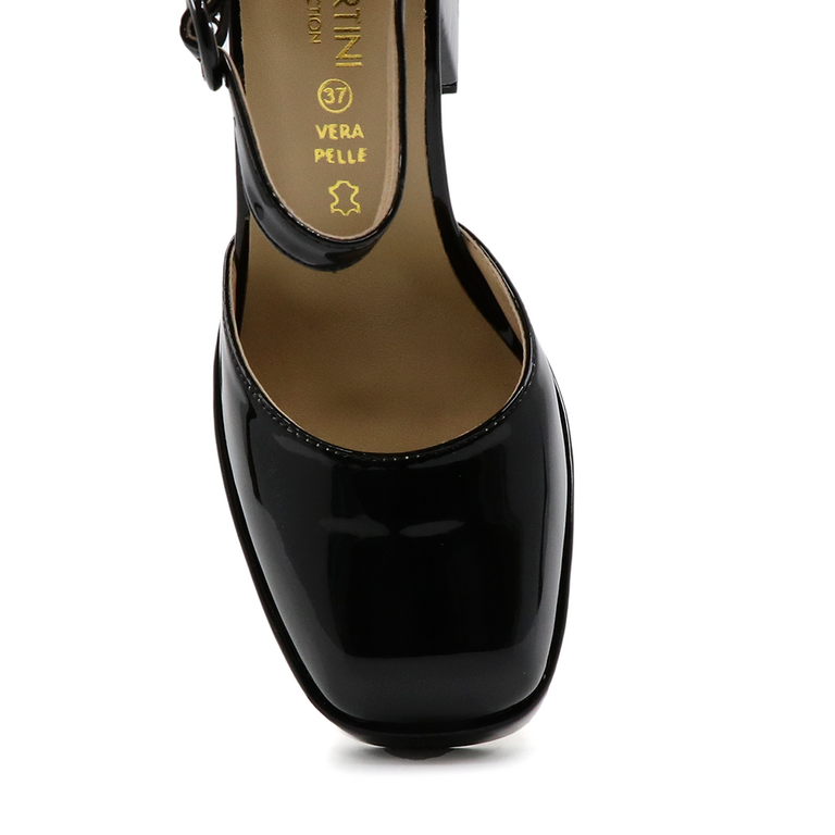 Pantofi tip Mary Jane femei Enzo Bertini cu platformă și toc nergi din piele lăcuită 1125DP3061LN