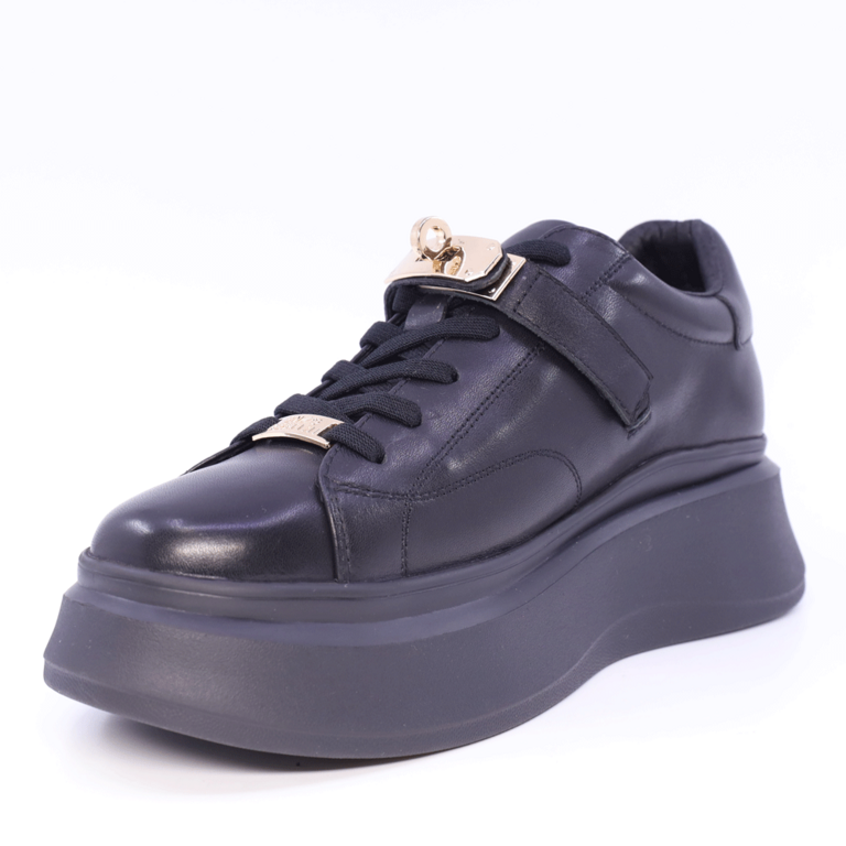 Women's Enzo Bertini black leather sneakers 1646DP222258N