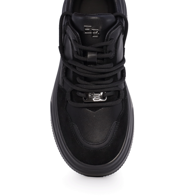 Enzo Bertini women's black leather and velor sneakers 3867DP310N