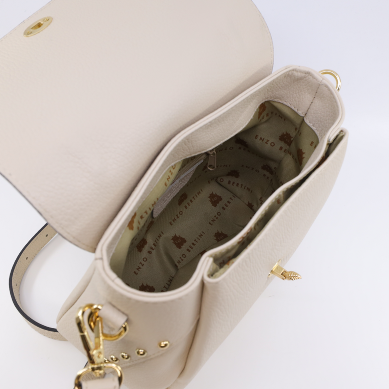 Enzo Bertini beige genuine leather satchel purse 1545POSP3151BE