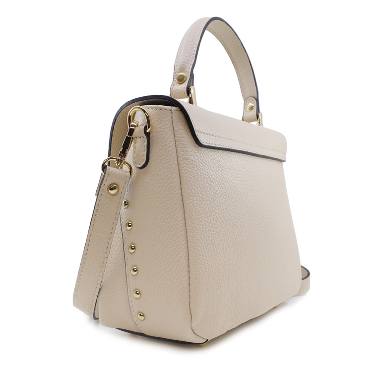 Enzo Bertini beige genuine leather satchel purse 1545POSP3151BE