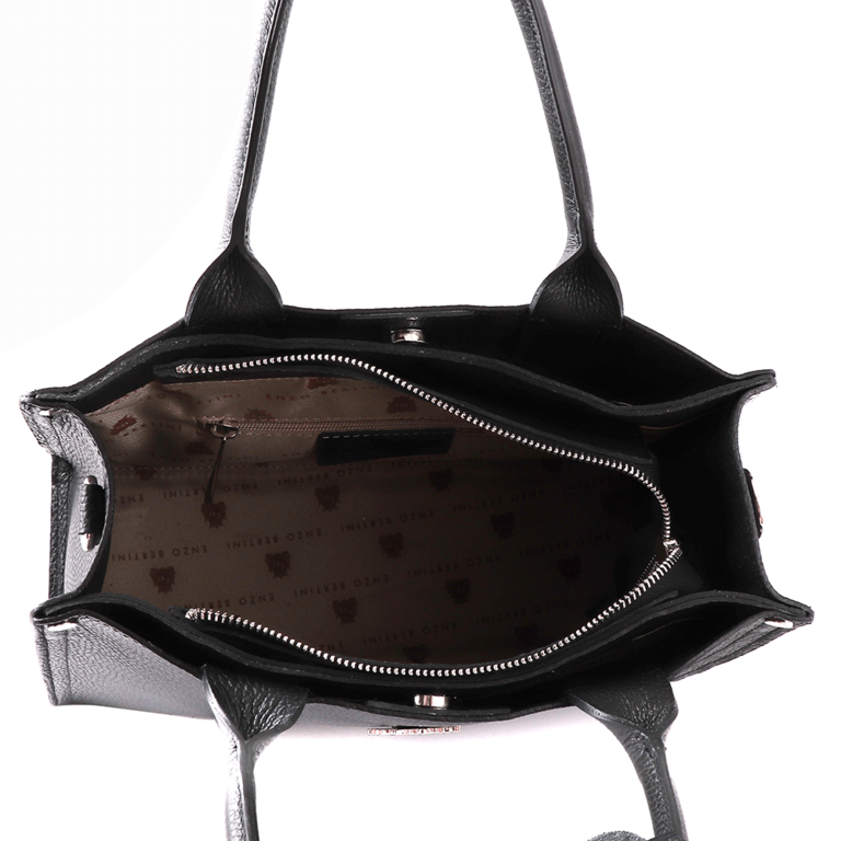 Enzo Bertini tote bag in black leather 1541POSP1826N