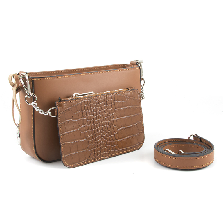Enzo Bertini Women's Crossbody bag 2 in 1 in brown leather 1540POSP2008M