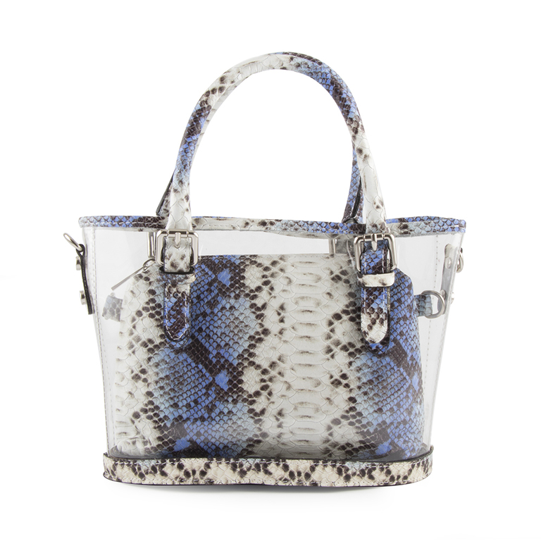 Women's purse Enzo Bertini snake print  blue leather 3058posp2323sbl
