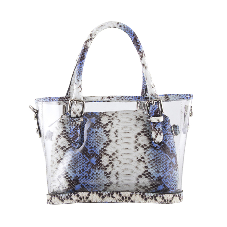 Women's purse Enzo Bertini snake print  blue leather 3058posp2323sbl