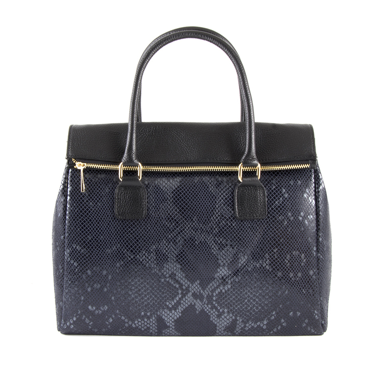 Women's purse Enzo Bertini snake print blue leather 1548posp8361sbl