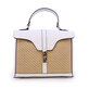 Poșetă satchel femei Enzo Bertini verde din piele naturală și rafie 154POSP3545V