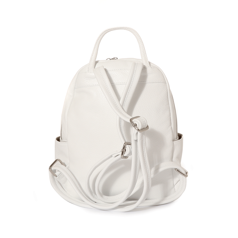 Enzo Bertini women's backpack in white leather with zippers 1541RUCP2505A