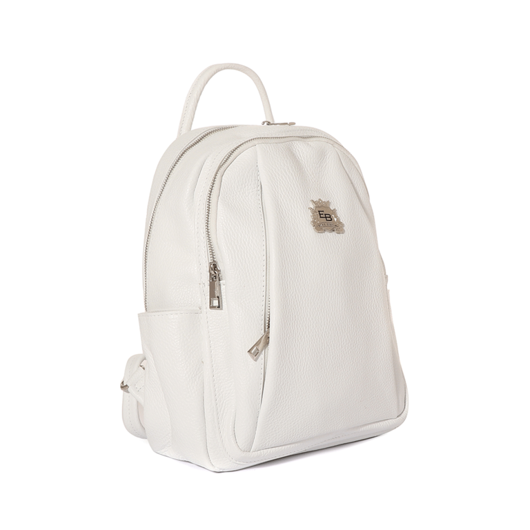 Enzo Bertini women's backpack in white leather with zippers 1541RUCP2505A